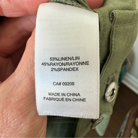 Olive Green khaki Jean Jacket Linen Blend Women’s Size Small Cleo - Picture 7 of 8